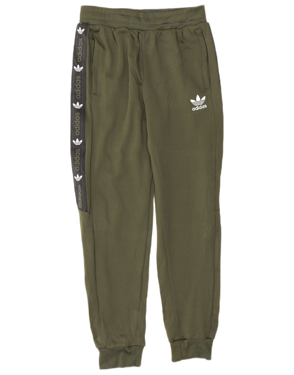 Adidas Boys Tracksuit Trousers Joggers 13-14 Years Khaki Colourblock