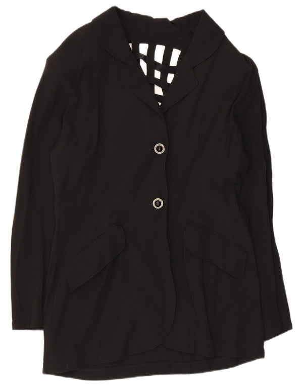 Vintage Womens 2 Button Blazer Jacket UK 14 Medium Black