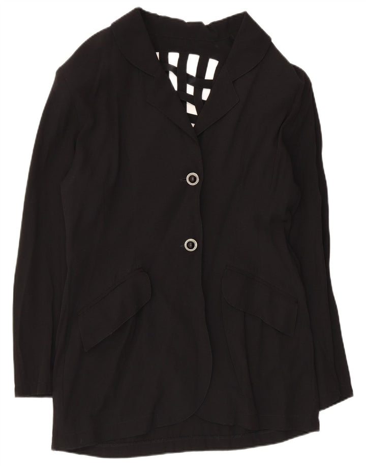Vintage Womens 2 Button Blazer Jacket UK 14 Medium Black