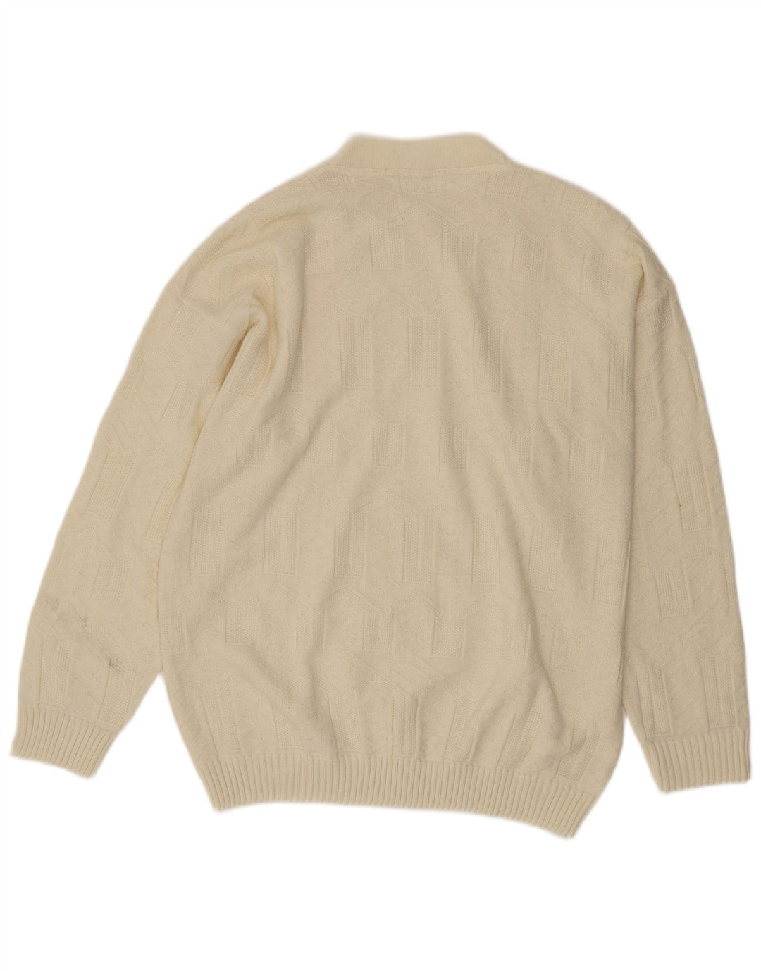 Vintage Mens Crew Neck Jumper Sweater Large White