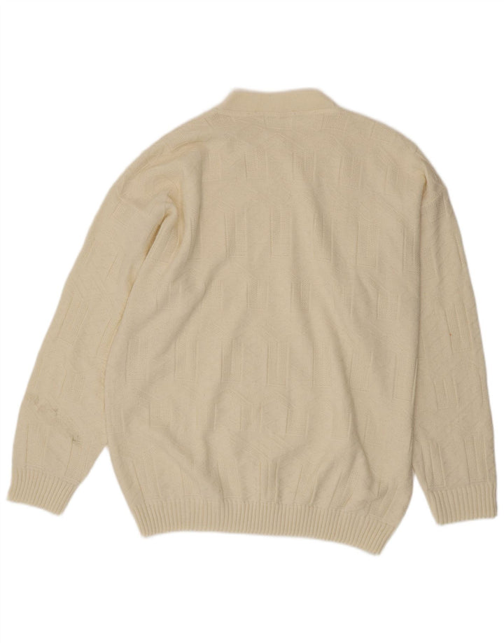 Vintage Mens Crew Neck Jumper Sweater Large White