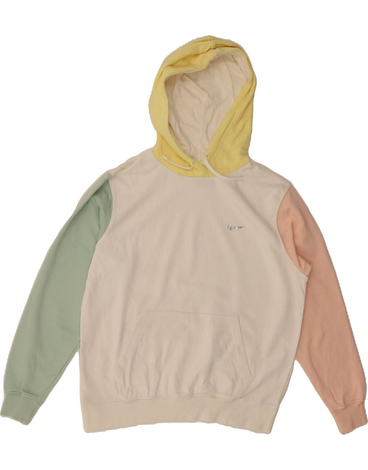 NIKE Womens Oversized Hoodie Jumper UK 10 Small Multicoloured Colourblock Vintage Nike and Second-Hand Nike from Messina Hembry 