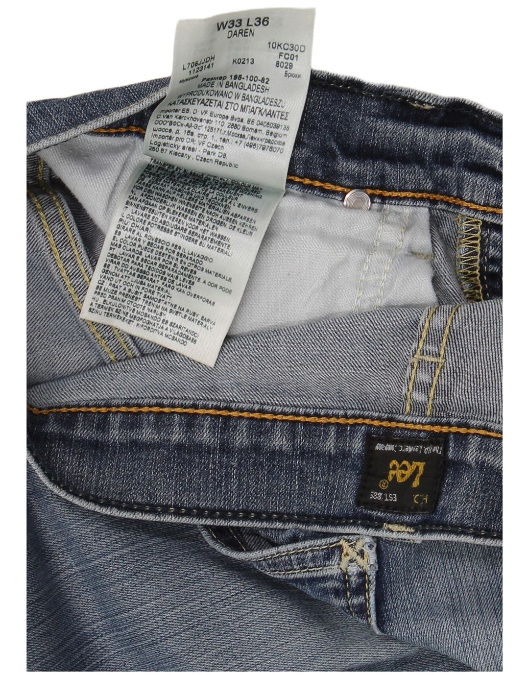 LEE Mens Daren Slim Jeans W33 L33 Blue Cotton