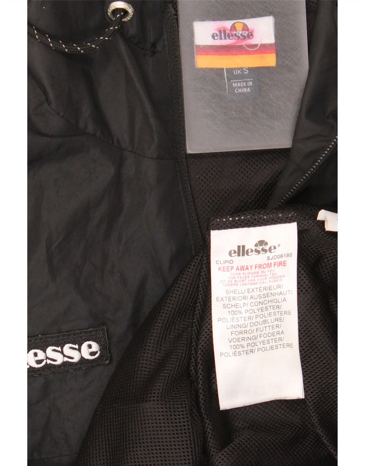 Ellesse Mens Hooded Graphic Rain Jacket UK 36 Small Black Polyester