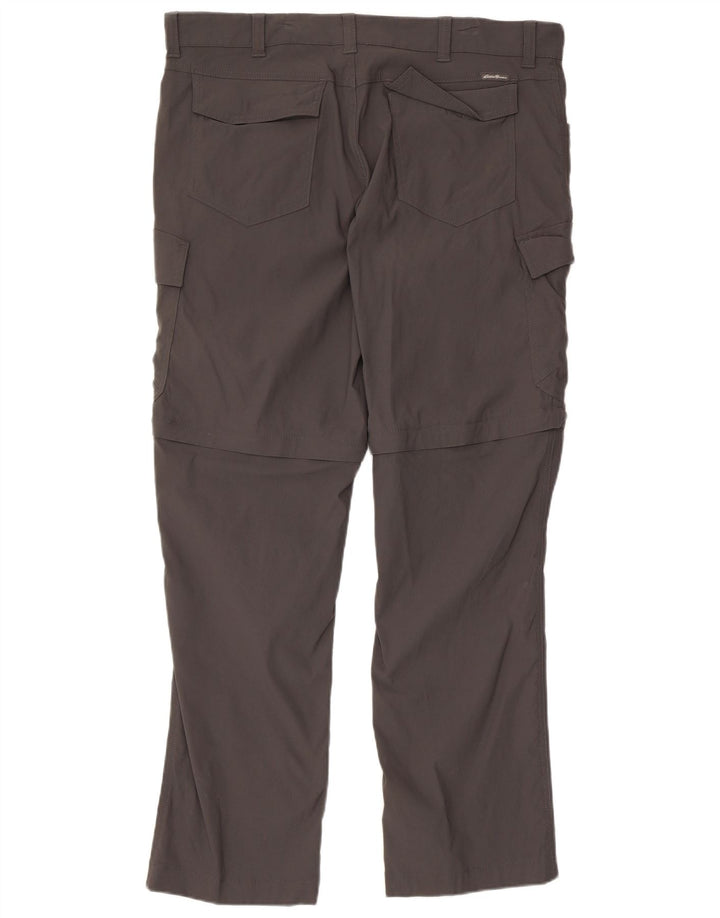 EDDIE BAUER Mens Straight Cargo Trousers W36 L32  Grey Nylon