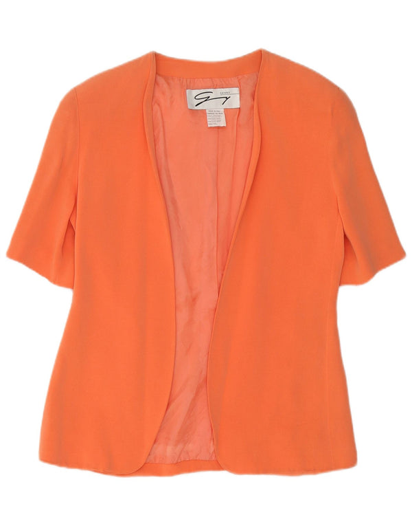 Genny Womens Short Sleeve Cardigan Top US 10 Large Orange Acetate