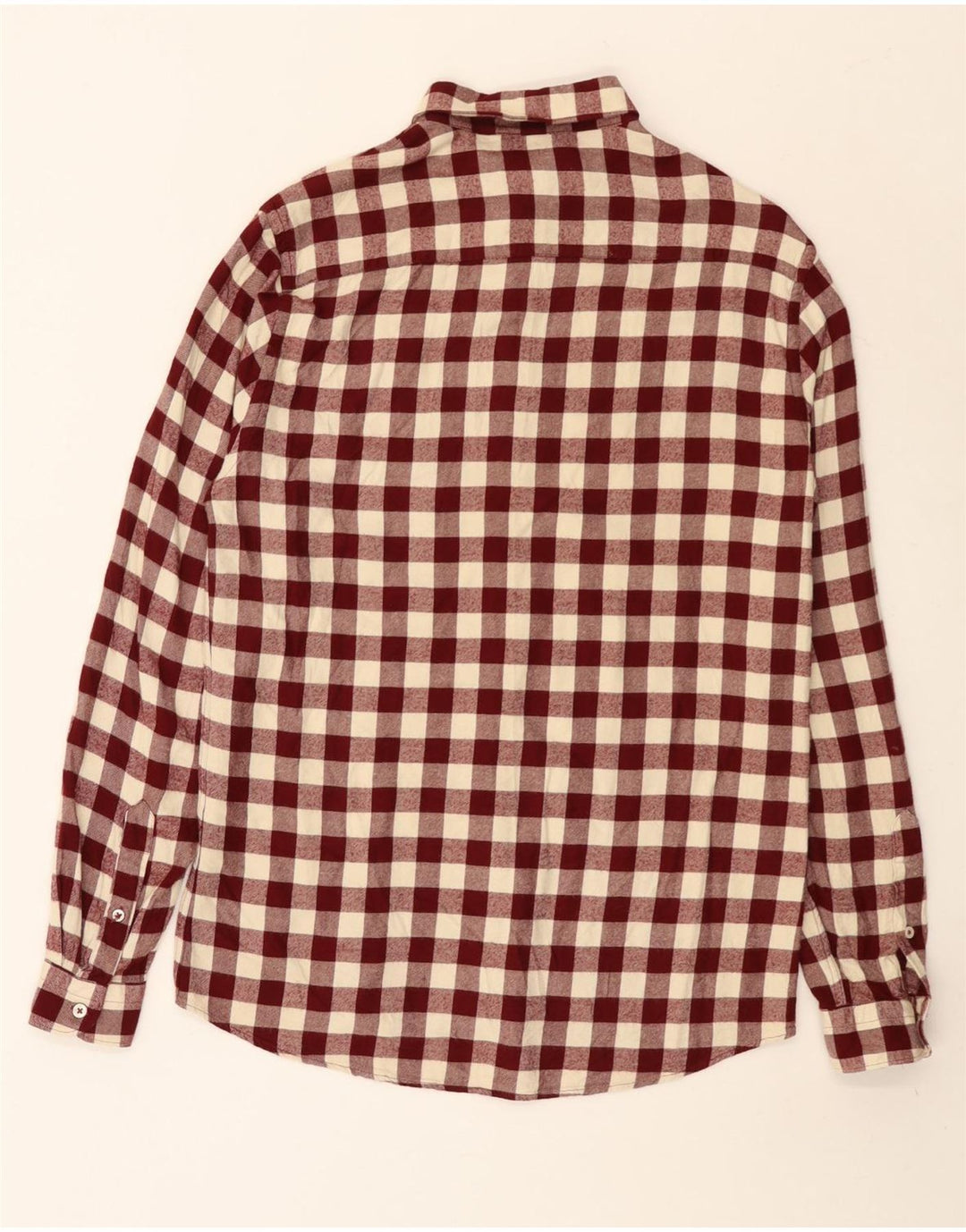 Zara Mens Relaxed Fit Flannel Shirt Medium Burgundy Check