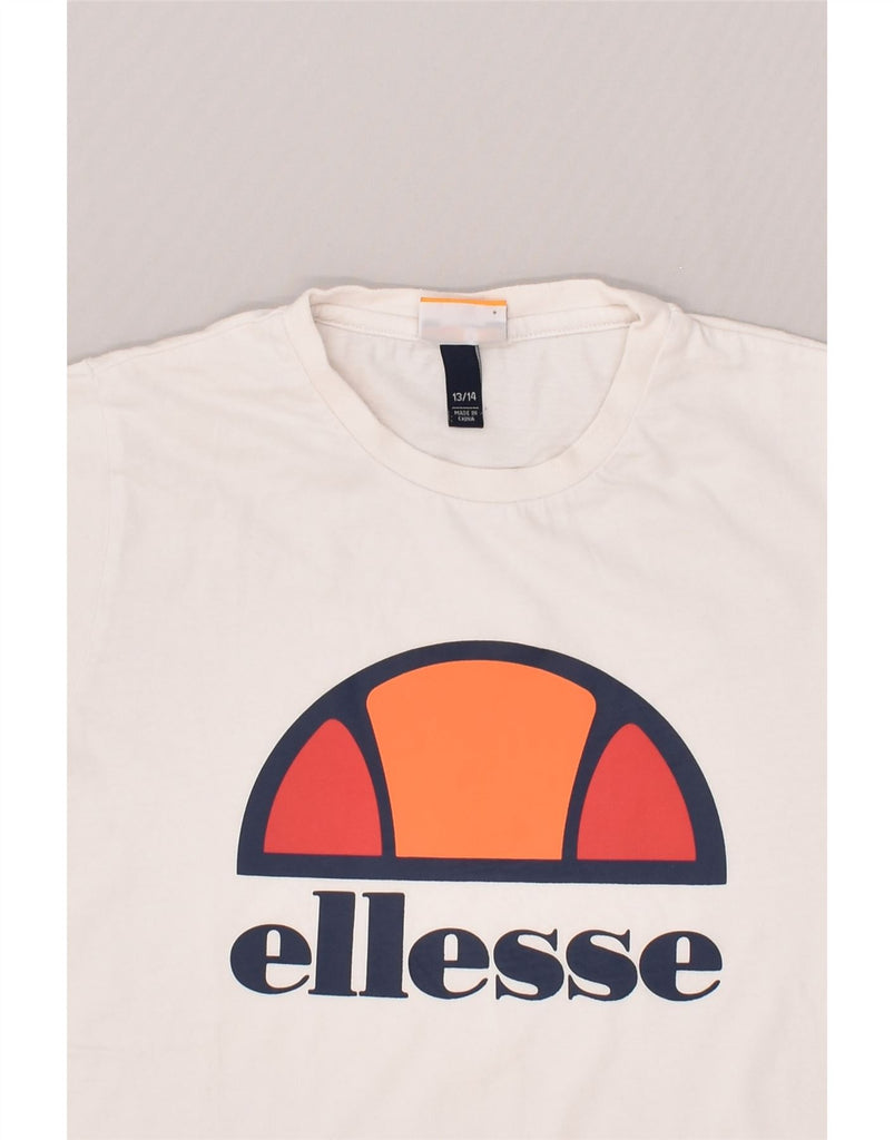 ELLESSE Boys Graphic T-Shirt Top 13-14 Years Off White Cotton | Vintage Ellesse | Thrift | Second-Hand Ellesse | Used Clothing | Messina Hembry 