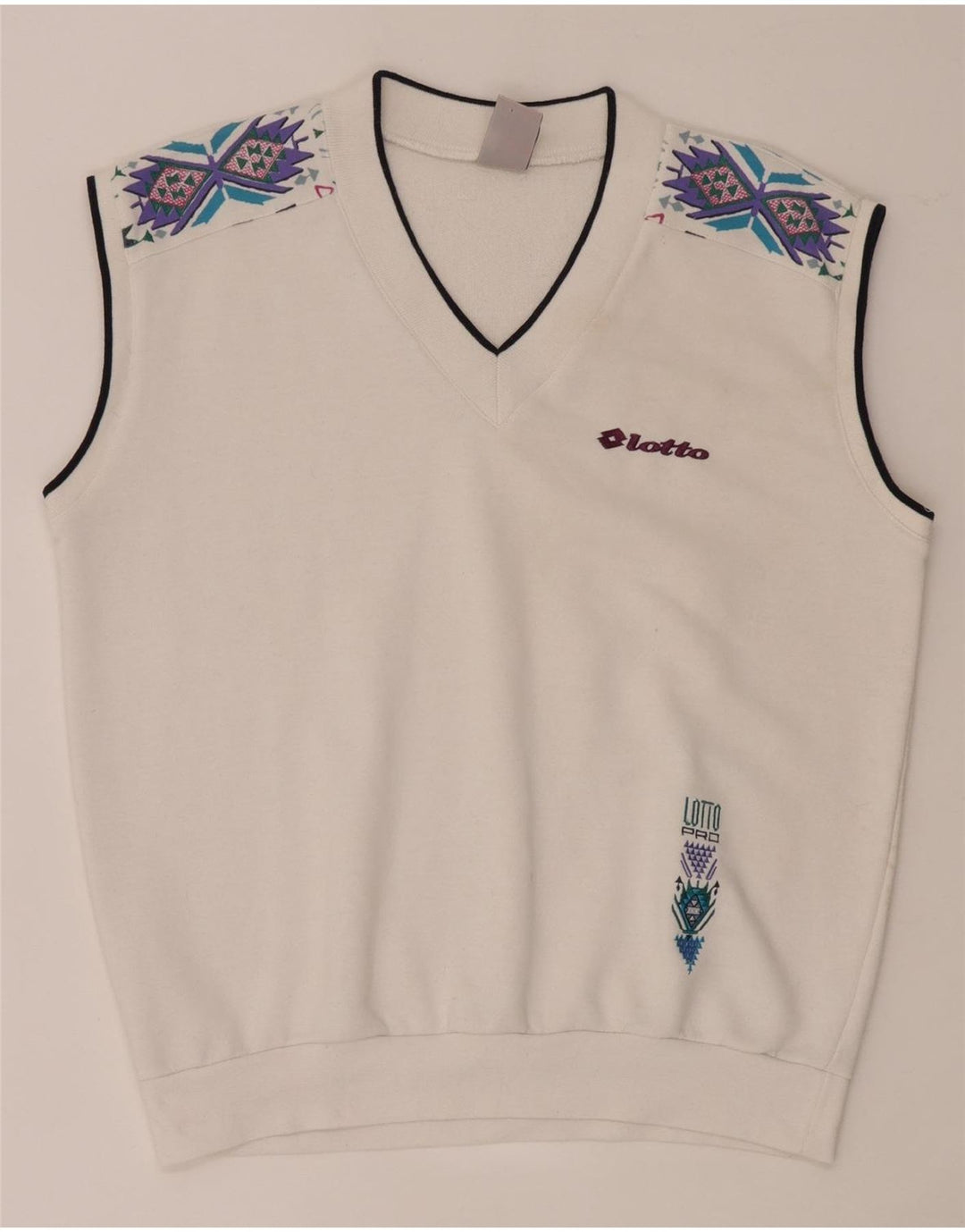 Lotto Mens Graphic Sleeveless Sweatshirt Jumper Medium White Geometric