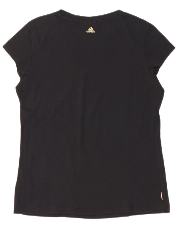 Adidas Womens Graphic T-Shirt Top UK 12/14 Medium Black Cotton