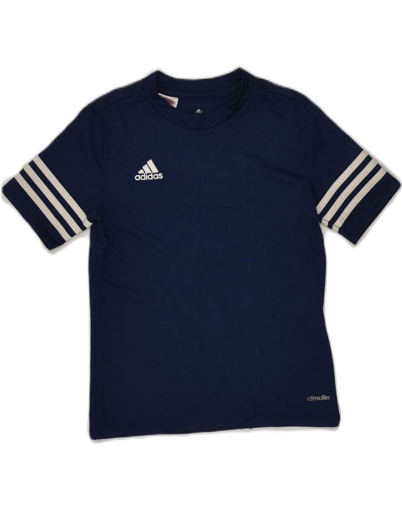 ADIDAS Boys T-Shirt Top 10-11 Years Navy Blue Polyester | Vintage Adidas | Thrift | Second-Hand Adidas | Used Clothing | Messina Hembry 