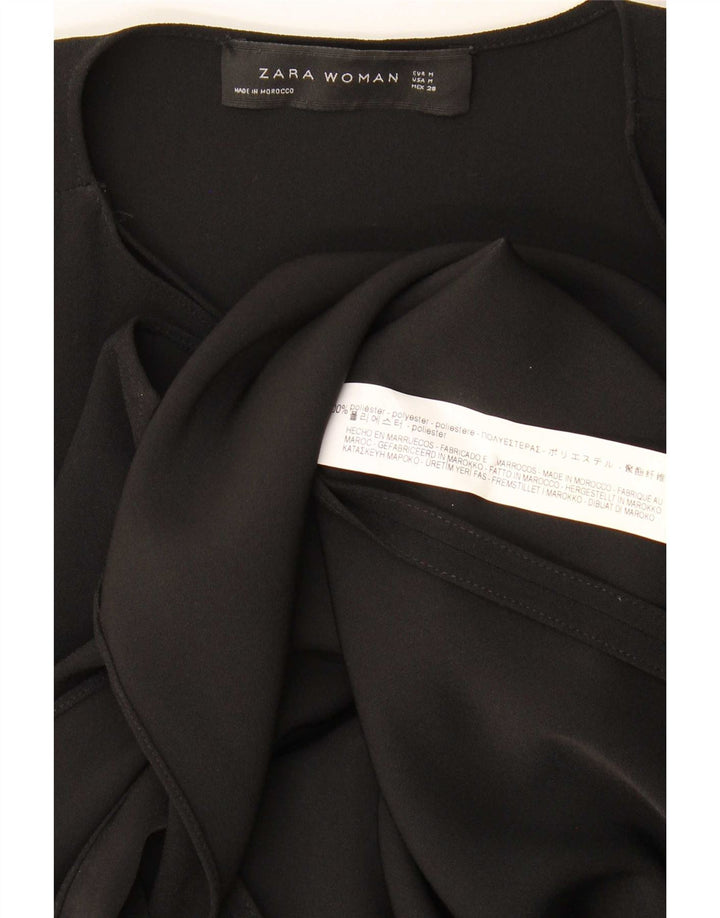Zara Womens Sleeveless Wrap Dress UK 12 Medium Black Polyester