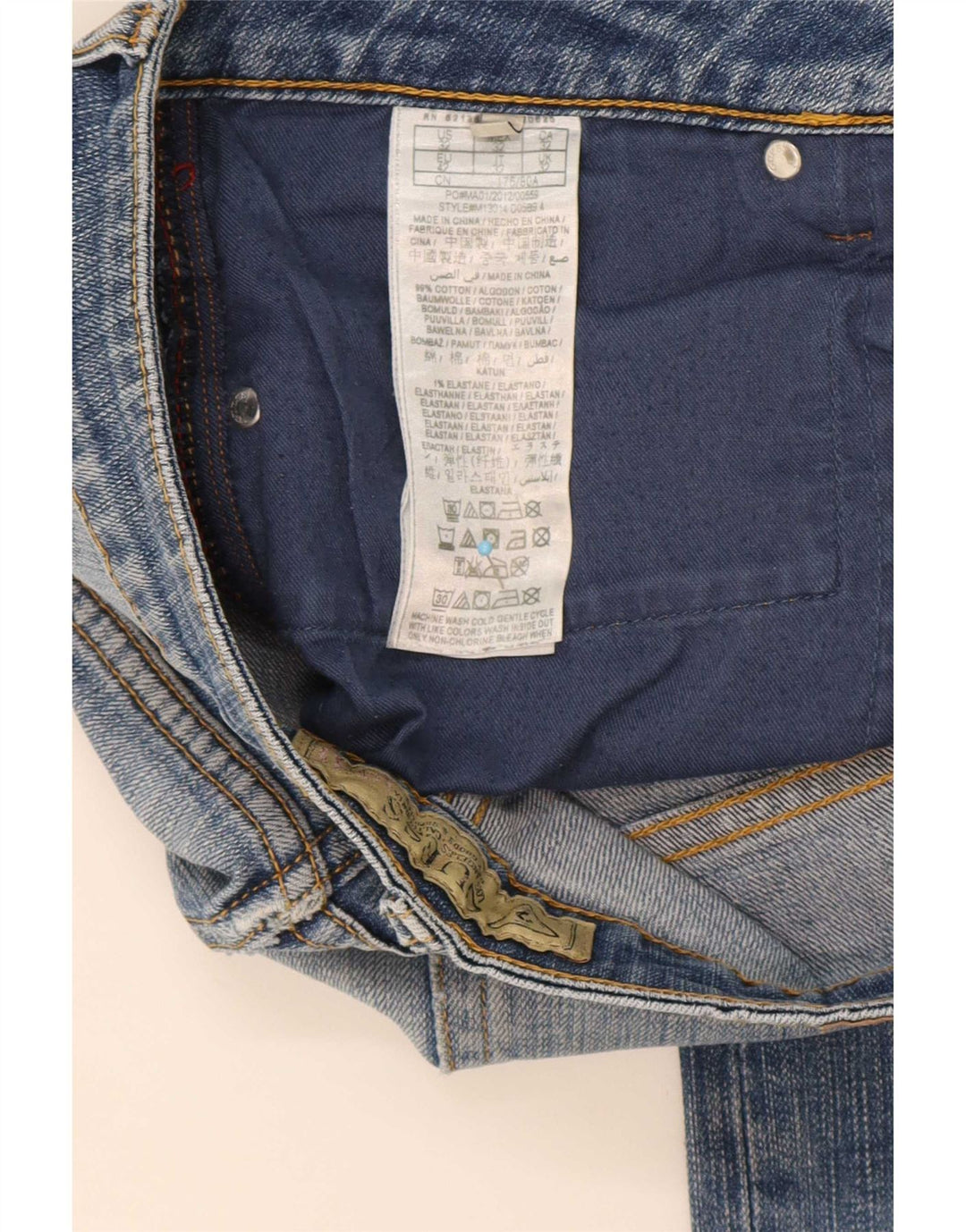 Guess Mens Straight Jeans W32 L29 Blue Cotton