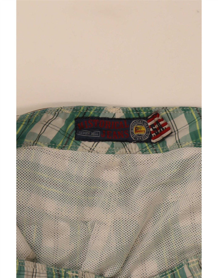 Roy Rogers Mens Swimming Shorts Large Green Check Polyester