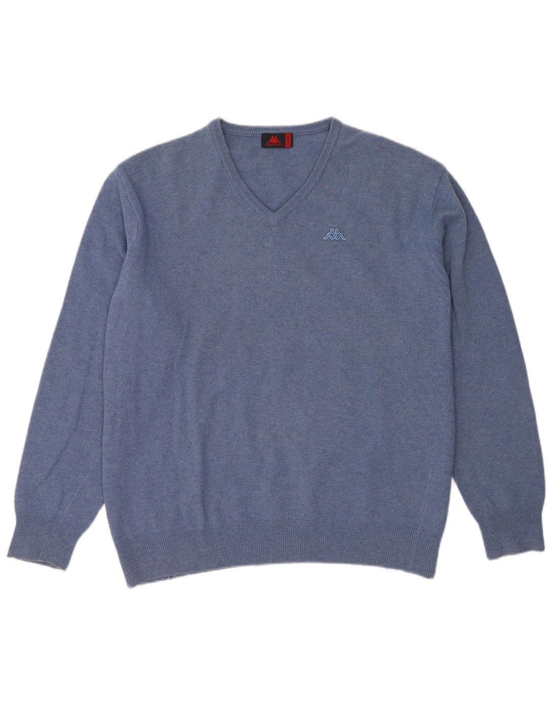 Kappa Mens V-Neck Jumper Sweater XL Blue Wool