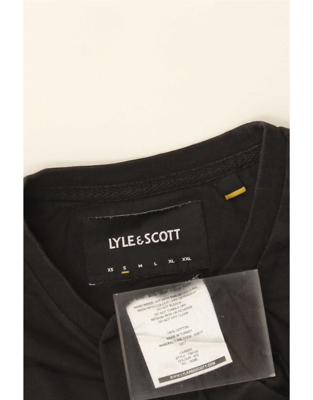 Lyle & Scott Mens Top Long Sleeve Small Black Cotton