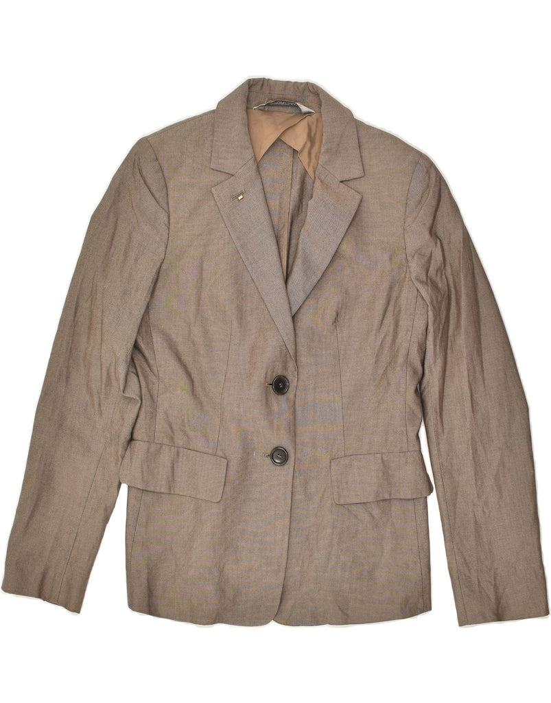 SPORTMAX Womens 2 Button Blazer Jacket UK 12 Medium Brown Cotton | Vintage Sportmax | Thrift | Second-Hand Sportmax | Used Clothing | Messina Hembry 