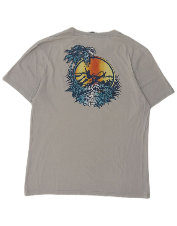 Maui and Sons Mens Graphic T-Shirt Top Medium Grey Cotton
