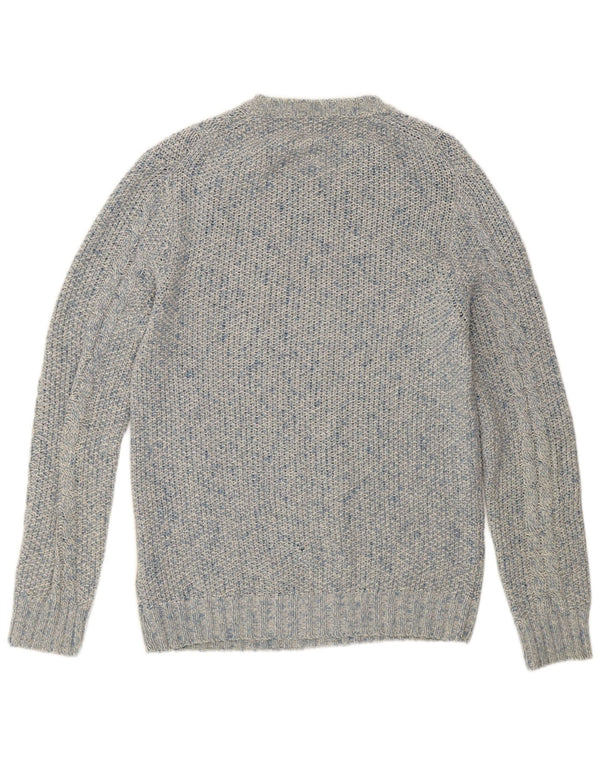Massimo Dutti Mens Crew Neck Jumper Sweater Large Blue Flecked Wool