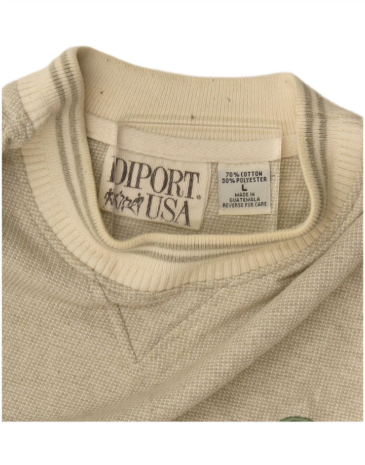 Vintage Mens Sweatshirt Jumper Large Beige Cotton