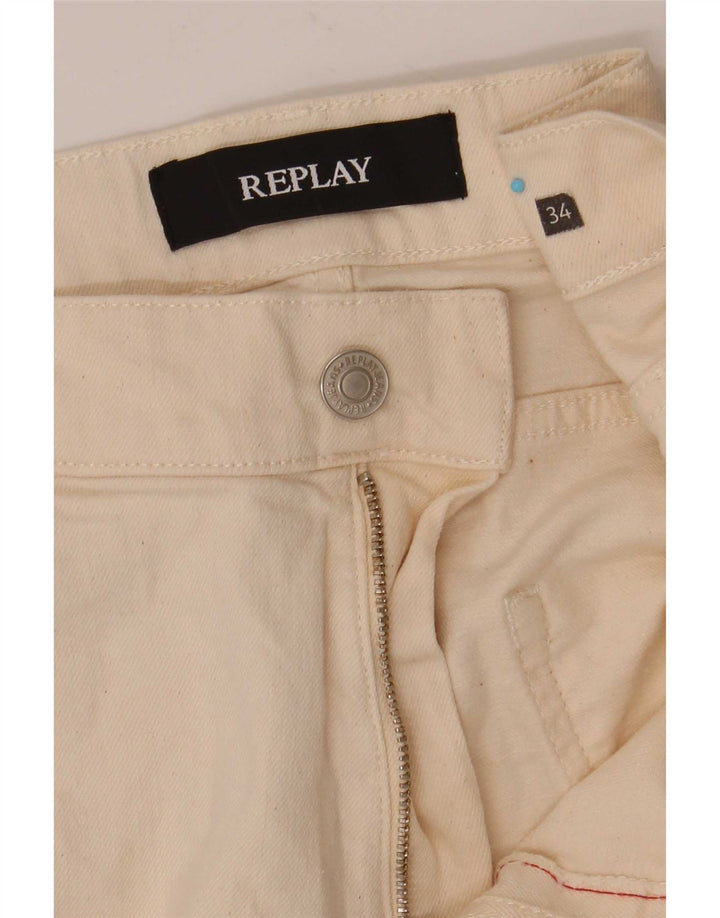 Replay Mens Slim Jeans W34 L31 Off White