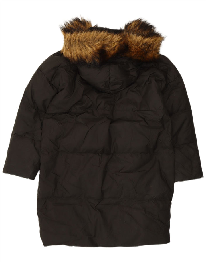 Zara Womens Oversized Hooded Padded Coat UK 10 Small Black Nylon