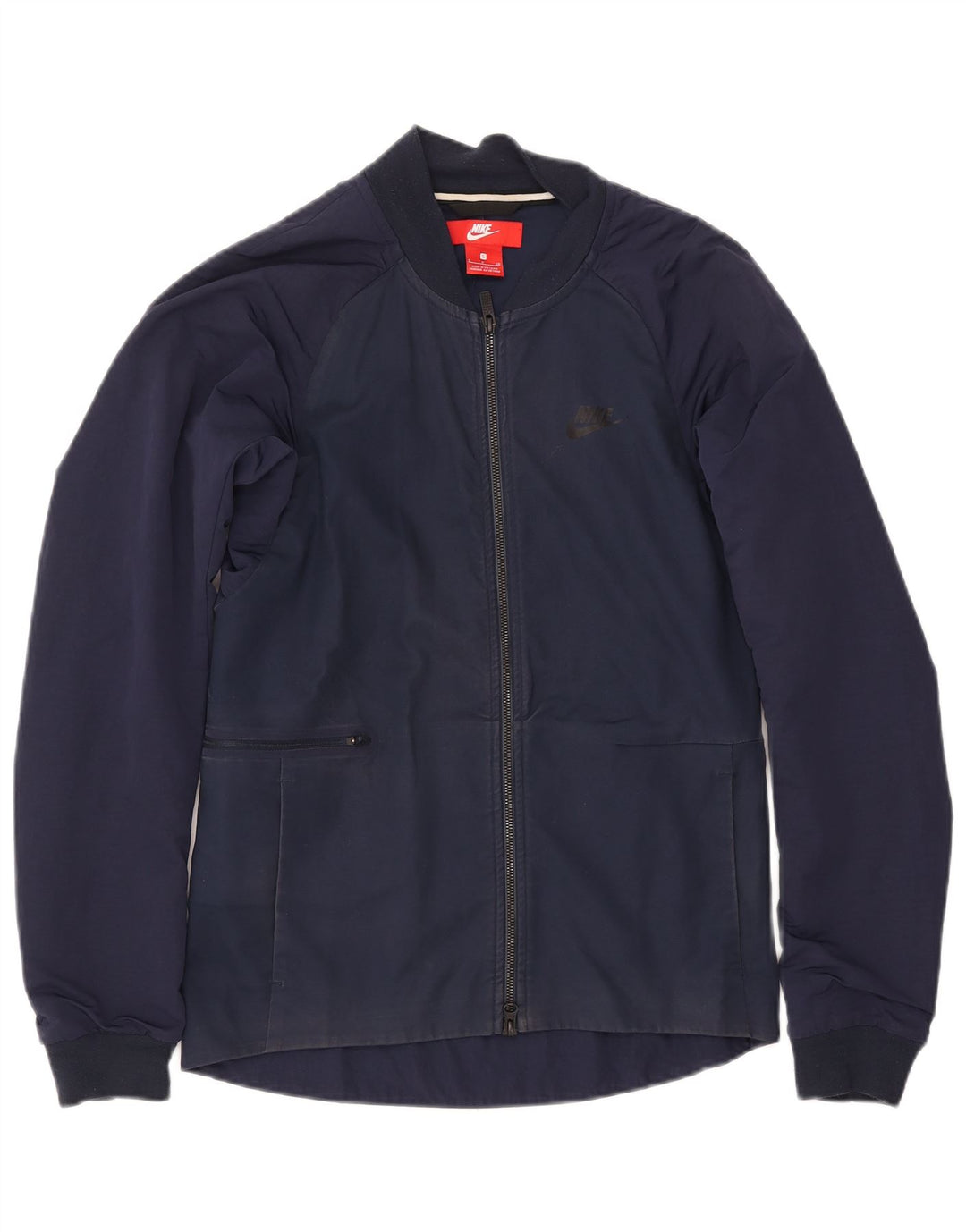 NIKE Mens Bomber Jacket UK 36 Small Navy Blue Cotton