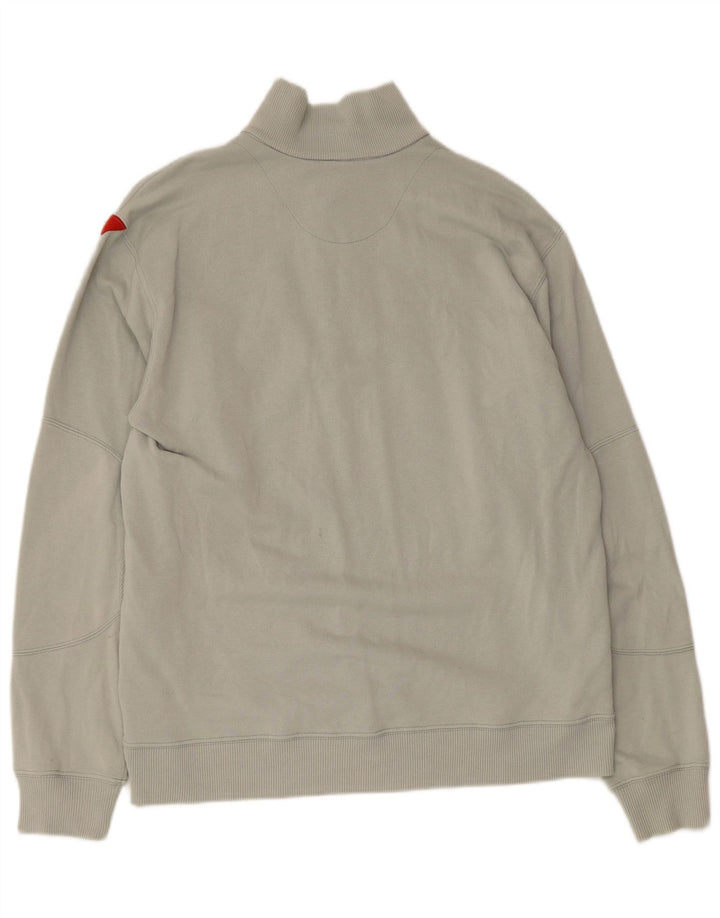 DIADORA Mens Graphic Zip Neck Sweatshirt Jumper Large Grey Cotton