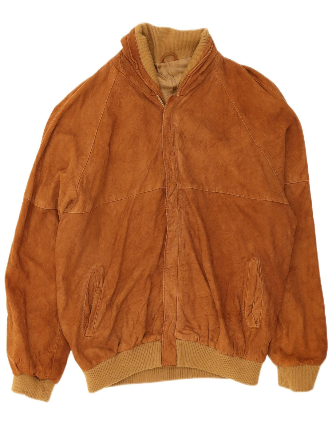 Vintage Mens Suede Bomber Jacket UK 36 Small Brown Leather