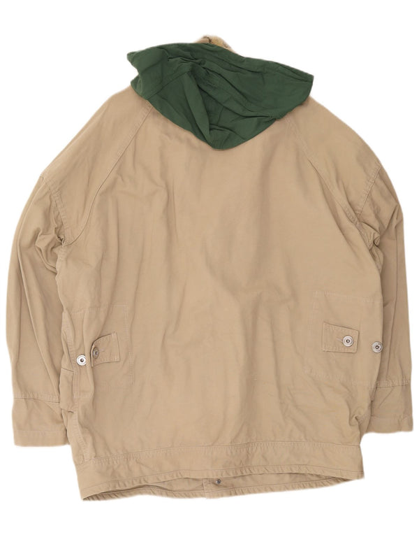 Murphy & Nye Mens Hooded Utility Jacket UK 42 XL Beige Cotton