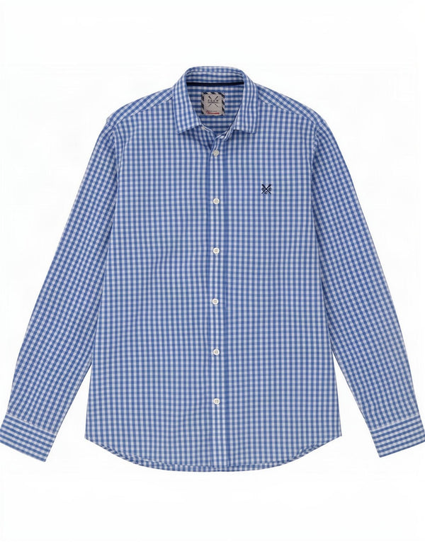 Crew Clothing Mens Classic Fit Shirt Small Blue Gingham Cotton