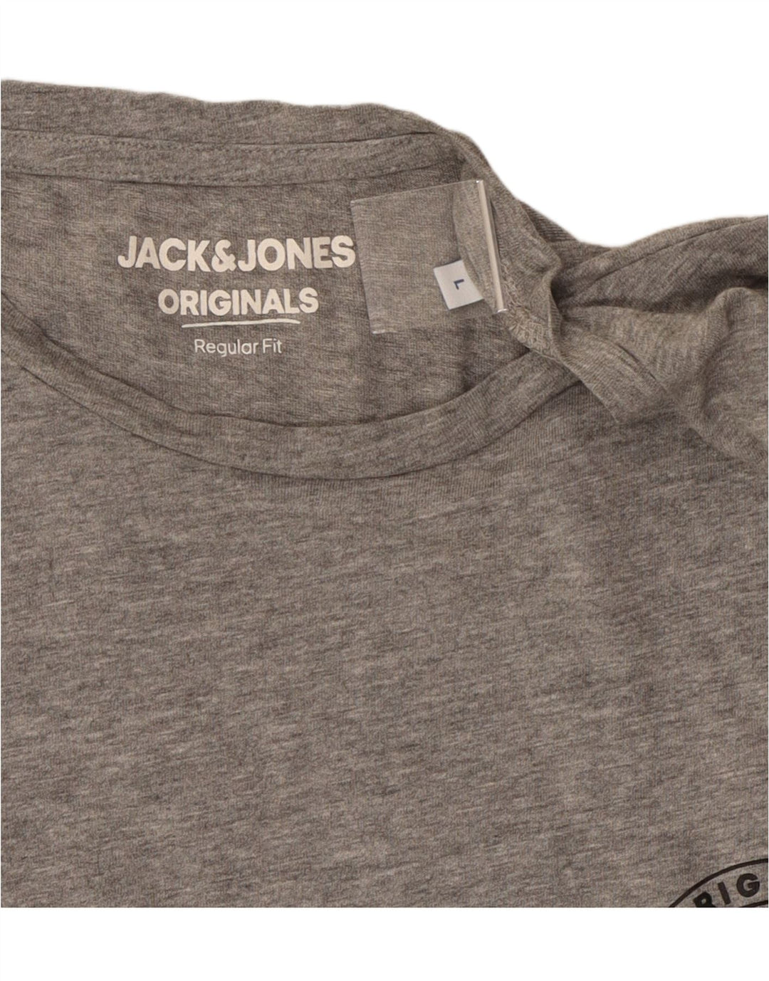 JACK & JONES Mens Regular Fit Graphic T-Shirt Top Large Grey Cotton Vintage Jack & Jones and Second-Hand Jack & Jones from Messina Hembry 
