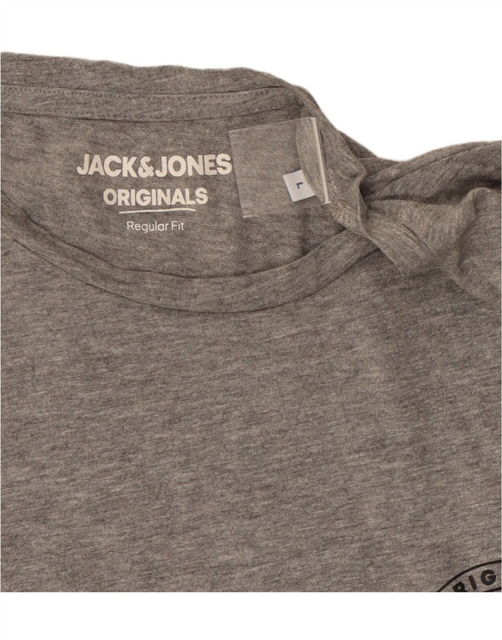 JACK & JONES Mens Regular Fit Graphic T-Shirt Top Large Grey Cotton Vintage Jack & Jones and Second-Hand Jack & Jones from Messina Hembry 