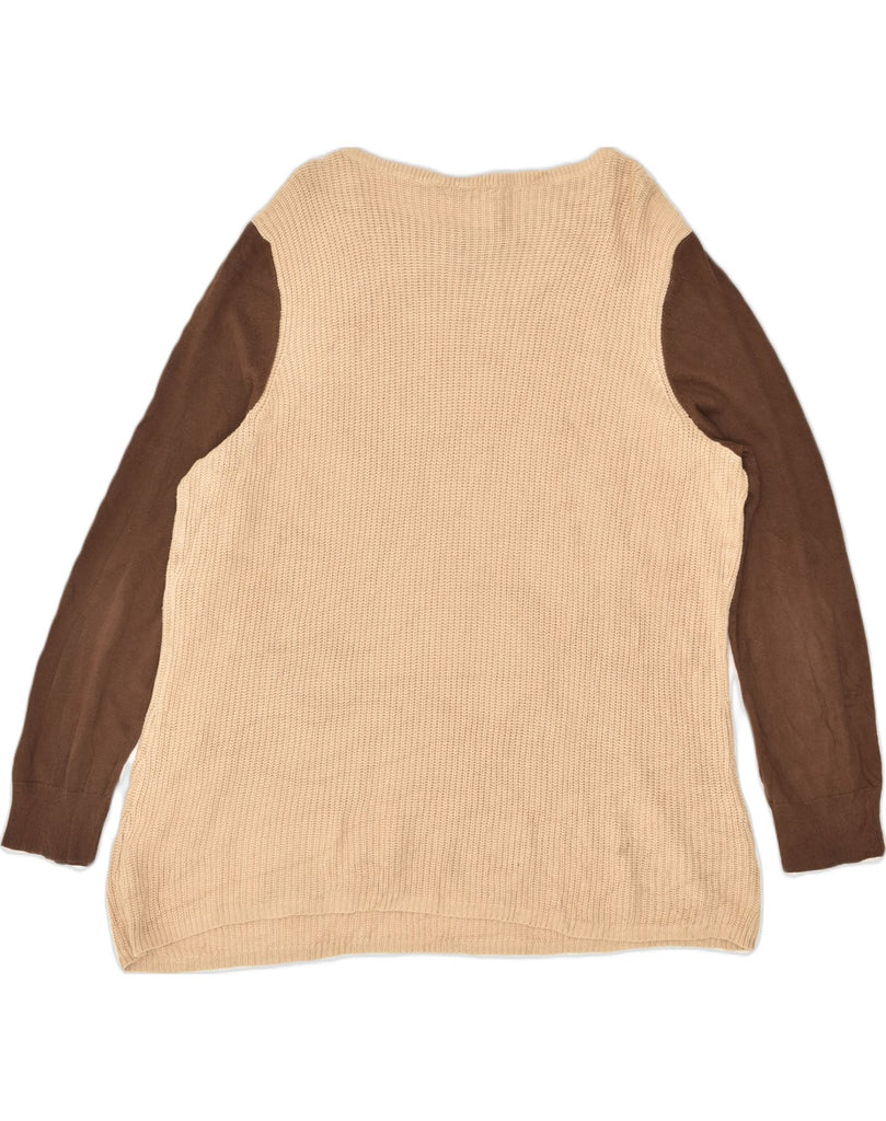 RALPH LAUREN Womens Boat Neck Jumper Sweater UK 16 Large Beige Colourblock | Vintage Ralph Lauren | Thrift | Second-Hand Ralph Lauren | Used Clothing | Messina Hembry 