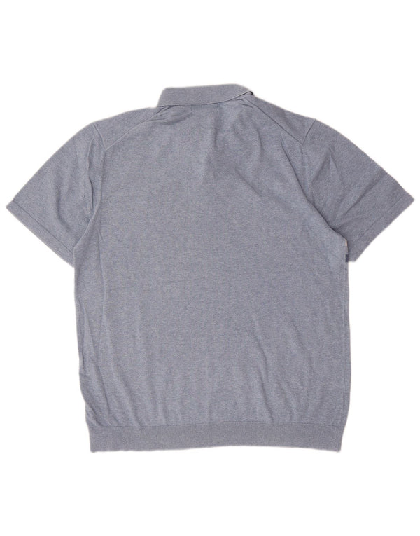 Marks & Spencer Mens Polo Neck Jumper Sweater Large Blue Colourblock