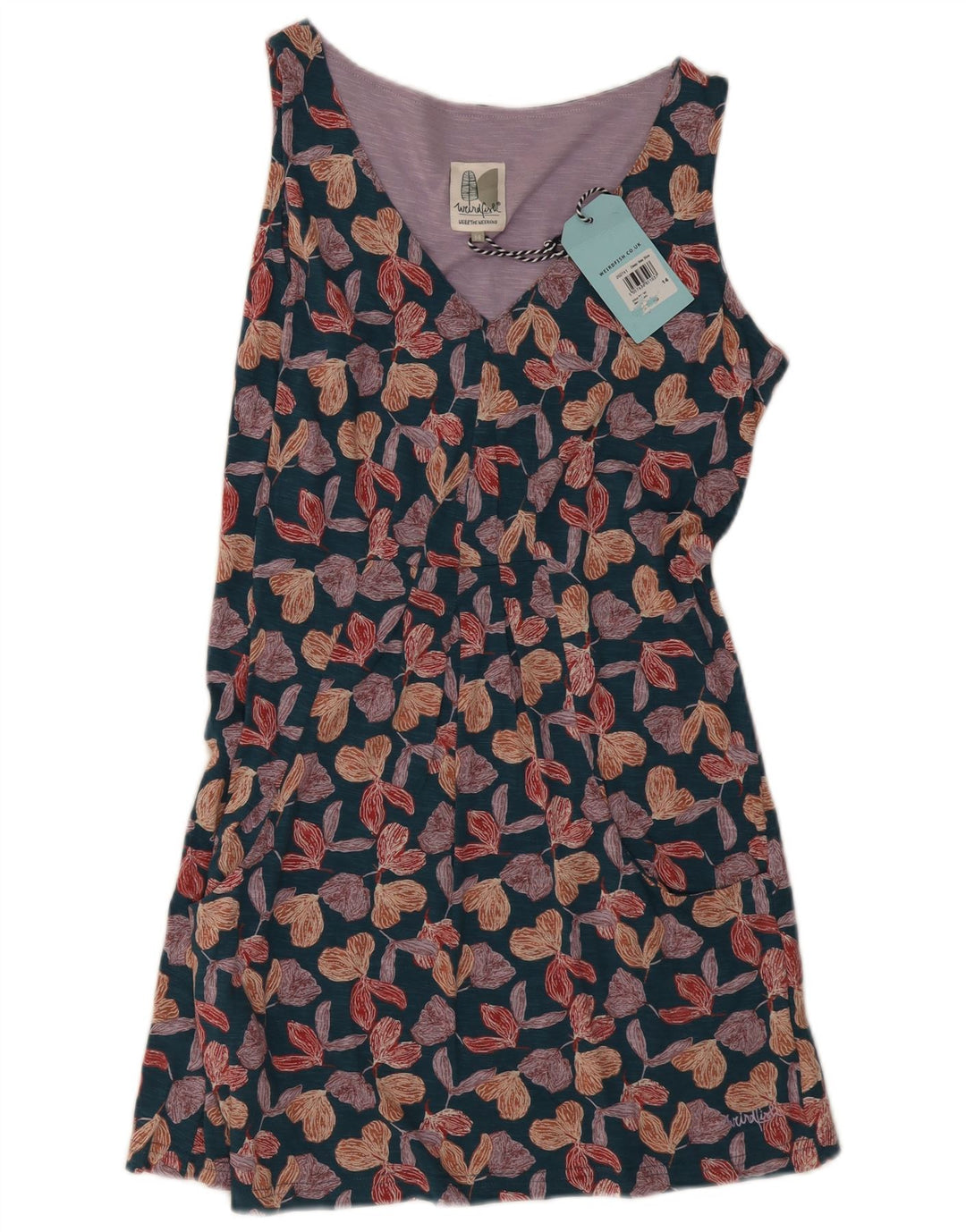 Weird Fish Womens Sleeveless A-Line Dress UK 14 Medium Multicoloured Floral