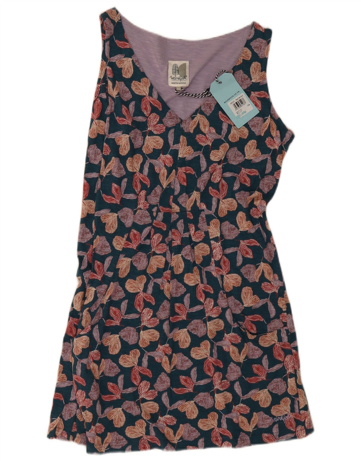 Weird Fish Womens Sleeveless A-Line Dress UK 14 Medium Multicoloured Floral