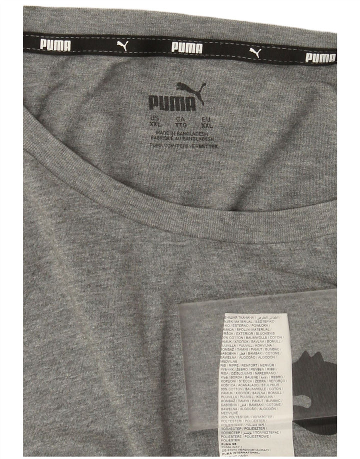 Puma Mens Graphic T-Shirt Top 2XL Grey Flecked Cotton