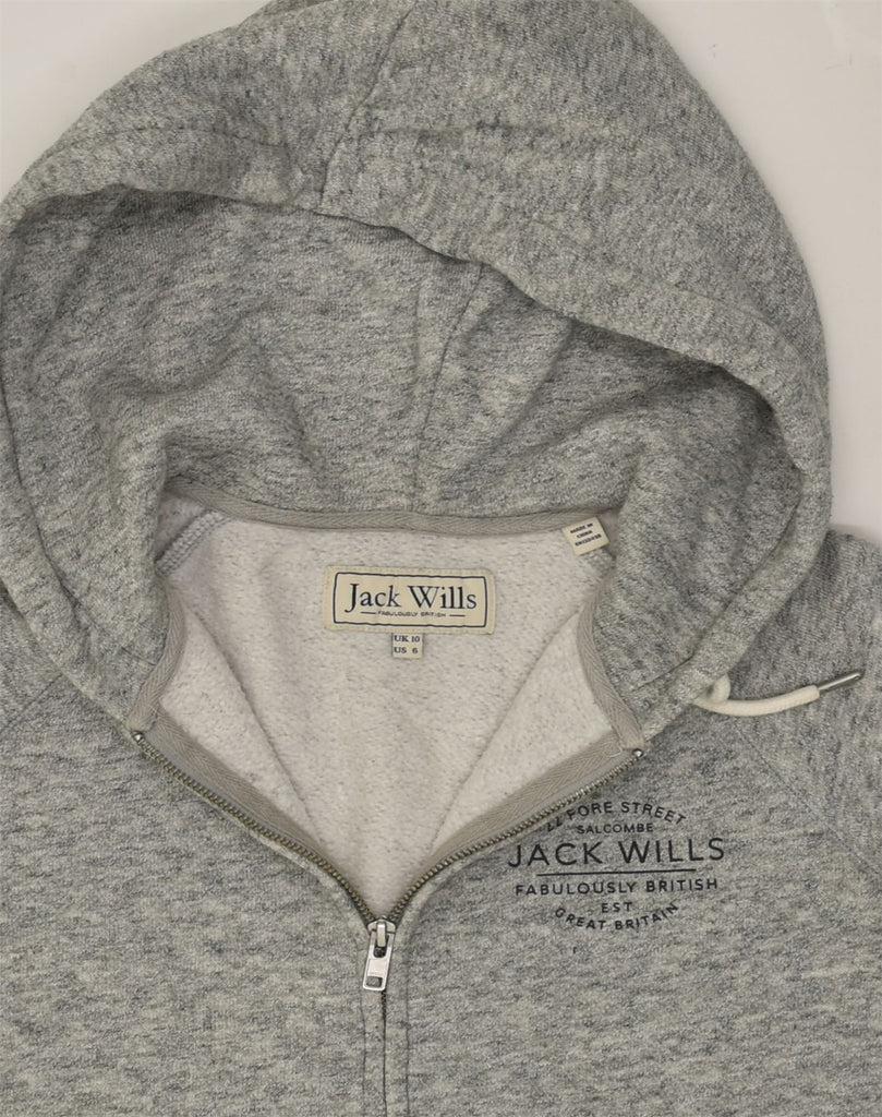 JACK WILLS Womens Zip Hoodie Sweater UK 10 Small Grey Cotton | Vintage Jack Wills | Thrift | Second-Hand Jack Wills | Used Clothing | Messina Hembry 