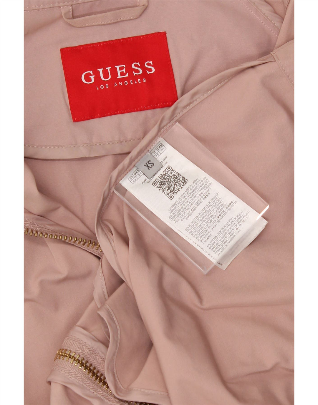 GUESS Womens Hooded Rain Jacket UK 6 XS Pink Polyester Vintage Guess and Second-Hand Guess from Messina Hembry 