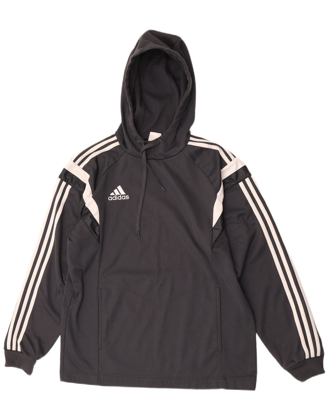 Adidas Mens Hoodie Jumper Medium Grey Colourblock Polyester