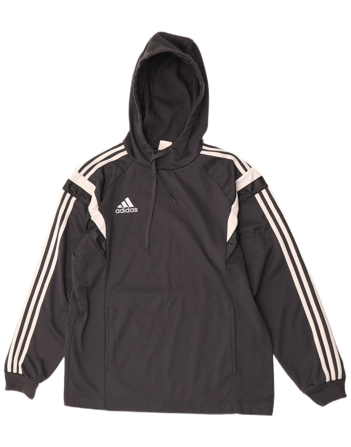 Adidas Mens Hoodie Jumper Medium Grey Colourblock Polyester
