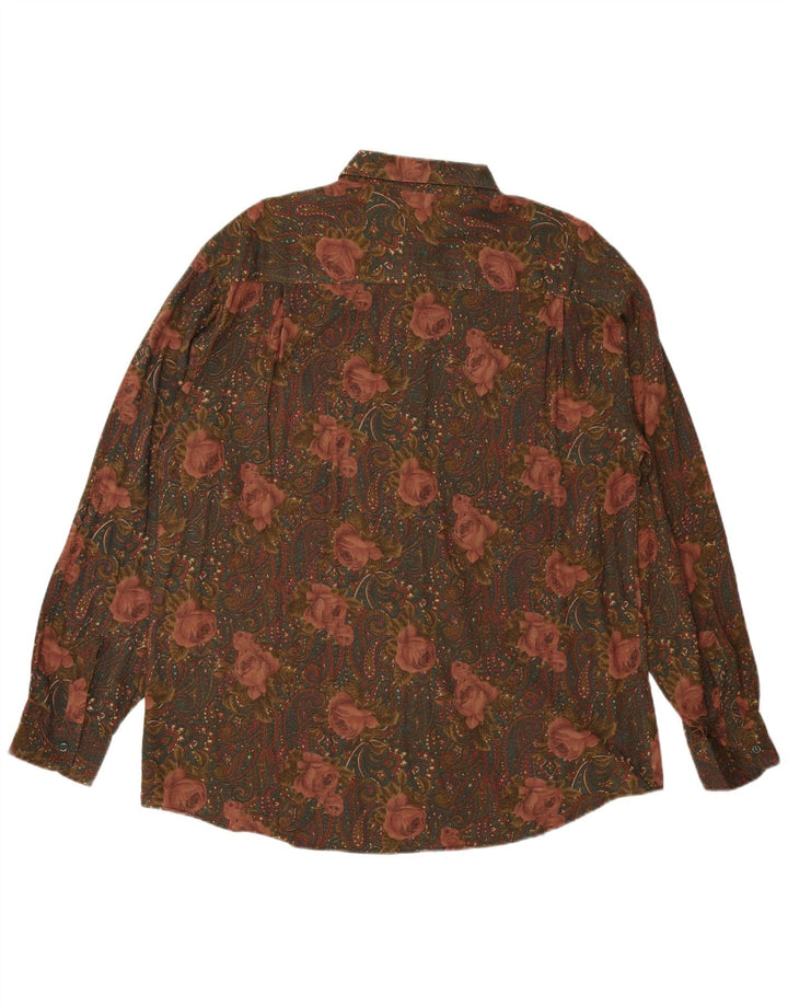 VINTAGE Mens Shirt XL Multicoloured Floral Rayon