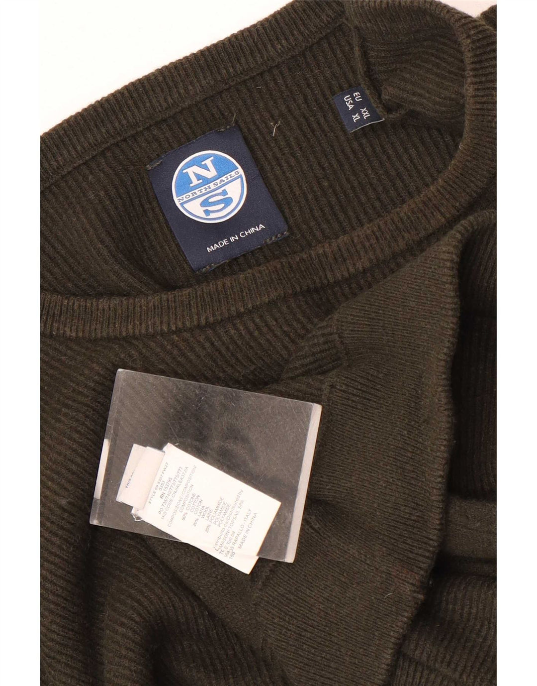 North Sails Mens Crew Neck Jumper Sweater XL Khaki Cotton