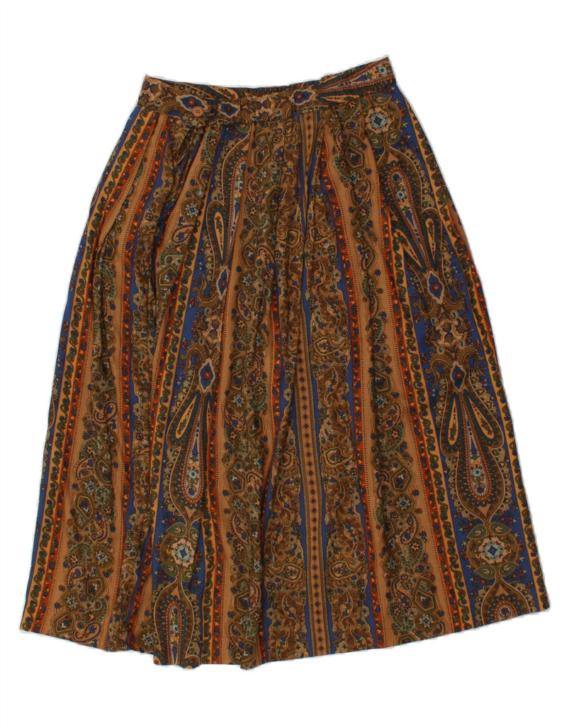 VINTAGE Womens A-Line Skirt UK 14 Medium W28 Brown Paisley Rayon Vintage Vintage and Second-Hand Vintage from Messina Hembry 