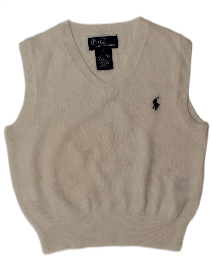 POLO RALPH LAUREN Boys Vest Tank Top 2-3 Years White Cotton