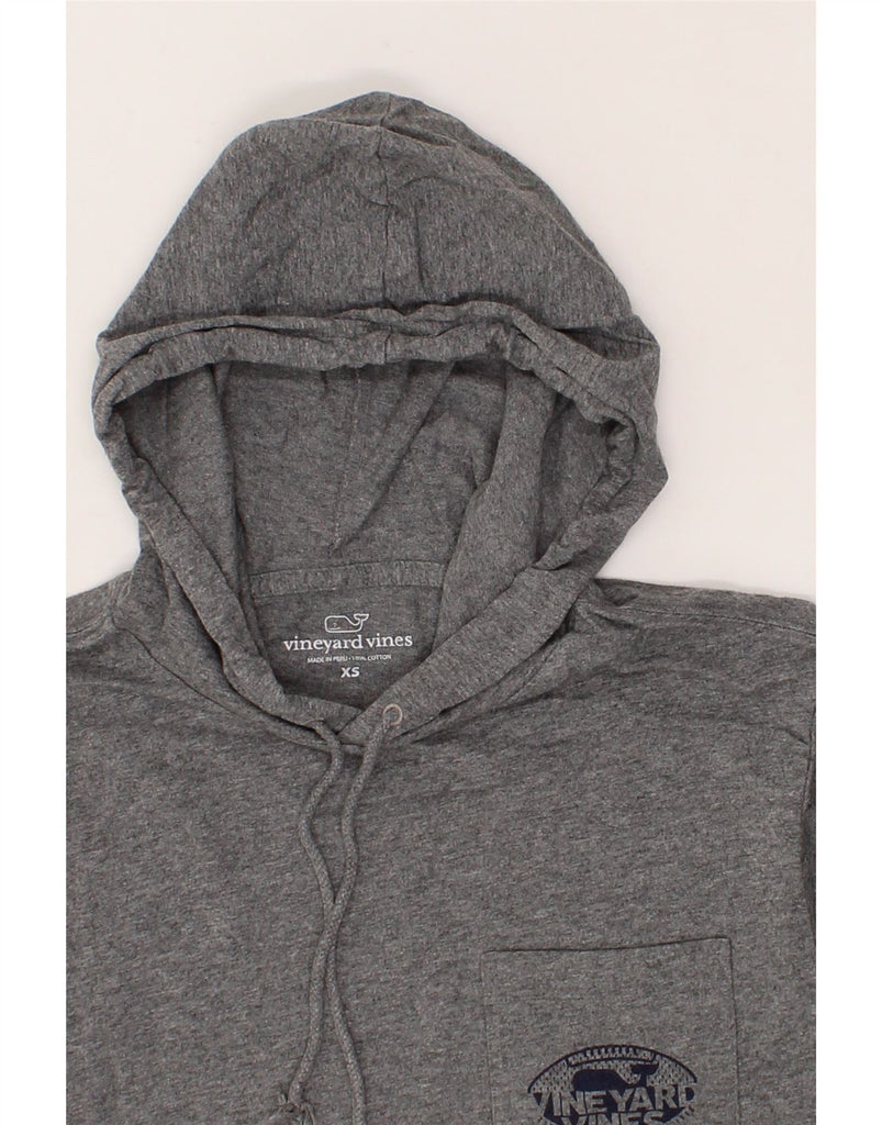 VINEYARD VINES Mens Graphic Hooded Top Long Sleeve XS Grey Cotton Vintage Vineyard Vines and Second-Hand Vineyard Vines from Messina Hembry 