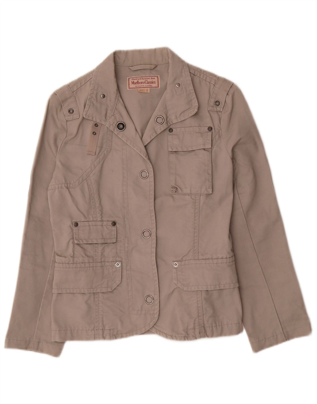 Marlboro Classics Womens Utility Jacket EU 36 Small Beige Cotton