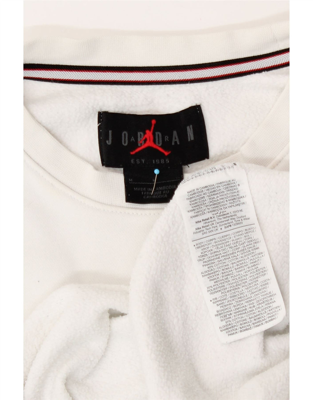 Jordan Mens Sweatshirt Jumper Medium White Cotton