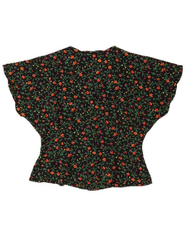 ALBA FORNARI Womens Batwing Blouse Top UK 16 Large Black Floral